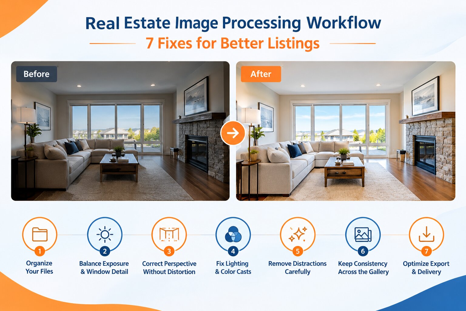 7 Real Estate Image Processing Workflow Fixes for Better Listings